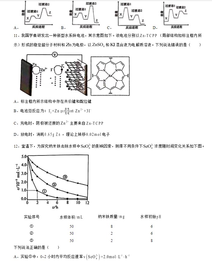 2024年安徽高考化学真题试卷