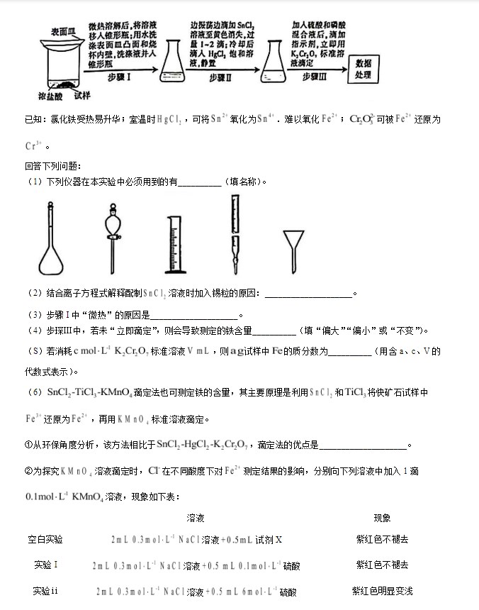 2024年安徽高考化学真题试卷